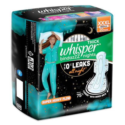 Whisper Ultra Night Sanitary Pads for Women, XXXL 20 Napkins