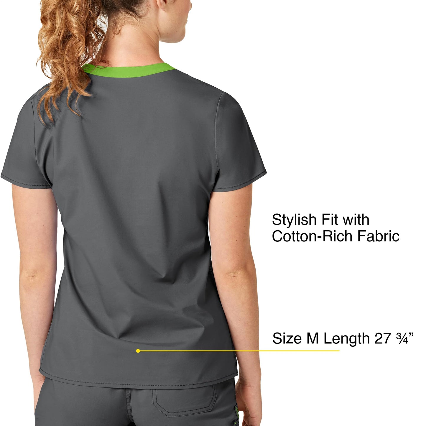 WonderWink Women's Wonderflex Verity Scrub Top, Charcoal, Medium