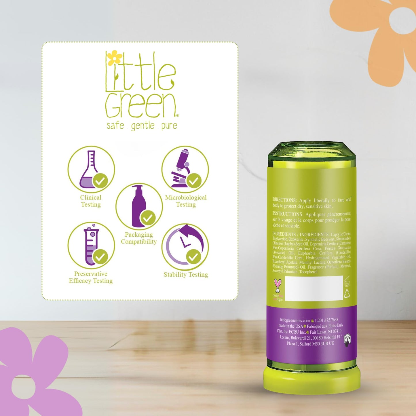 Little Green Soothing Balm, Moisturizing Balm for Baby and Kids Chapped Lips, Cheeks & Dry Skin