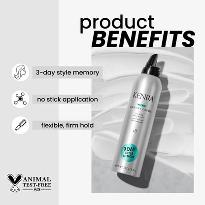 Nitro Memory Crème 18 | Firm Hold Crème Mousse | 3 Day Style Memory | 1st Nitrogen Crème Mousse | No Stick Application | All Hair Types