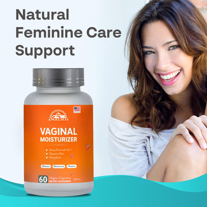 ANGELYCIA Natural Probiotic Vaginal Moisturizer Pills for Women – Slippery Elm Feminine Care Supplement for Vaginal Moisture, Dryness Relief & Healthy pH Balance Support