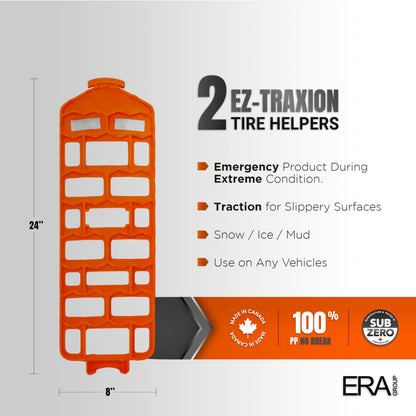 ERA EZ-Traxion Traction Aids — Durable Grip for Slippery Surfaces, Set of 2, Orange