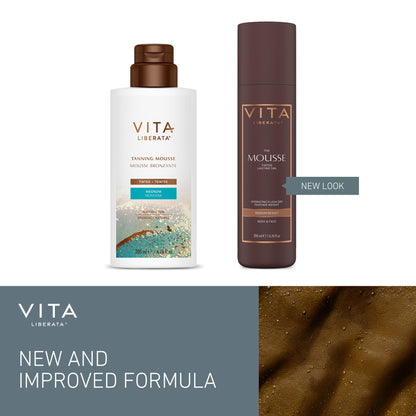 VITA LIBERATA Tinted Self Tanner Mousse - Medium, Lightweight & Fast Drying Formula, Tinted For Easy Application, Lasting Tan, Formulated with Organic Aloe Vera & Hyaluronic Acid, 6.76 fl oz