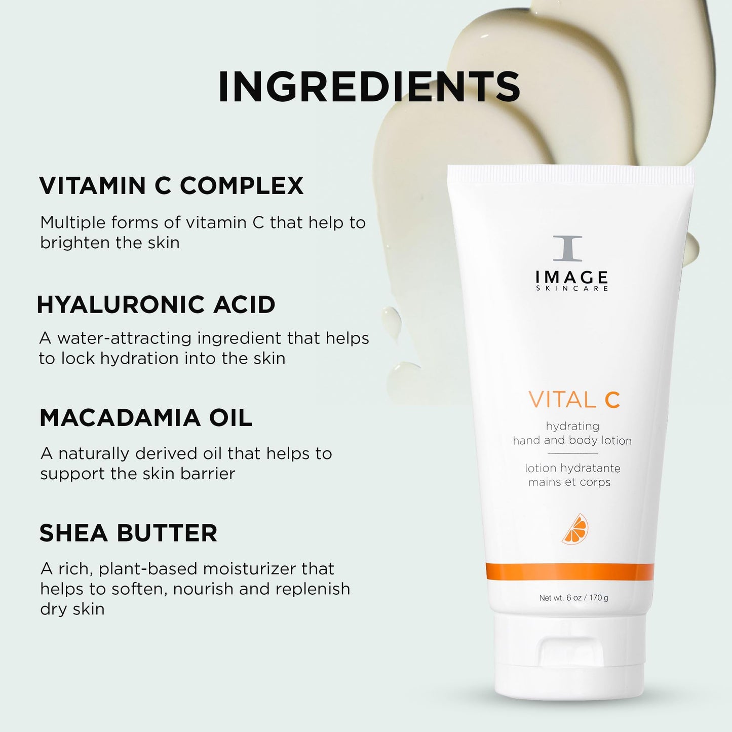 IMAGE Skincare, VITAL C Hydrating Hand and Body Lotion, Brightening and Moisturizing with Vitamin C, Shea Butter and Hyaluronic Acid, 6 oz