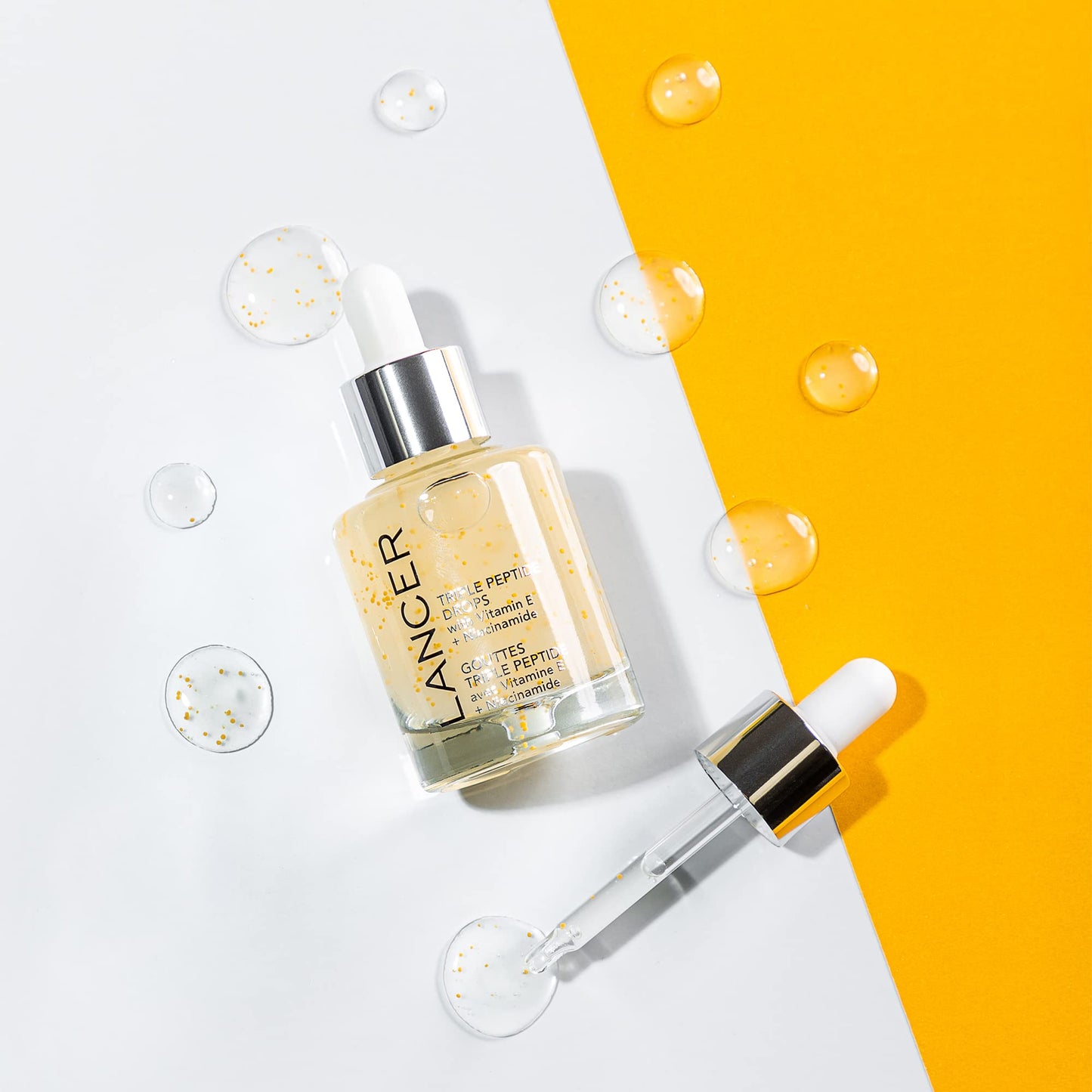 Lancer Skincare Triple Peptide Drops with Vitamin E, Daily Anti-Aging Face Serum with Hydrating Hyaluronic Acid, 1 Fluid Ounce