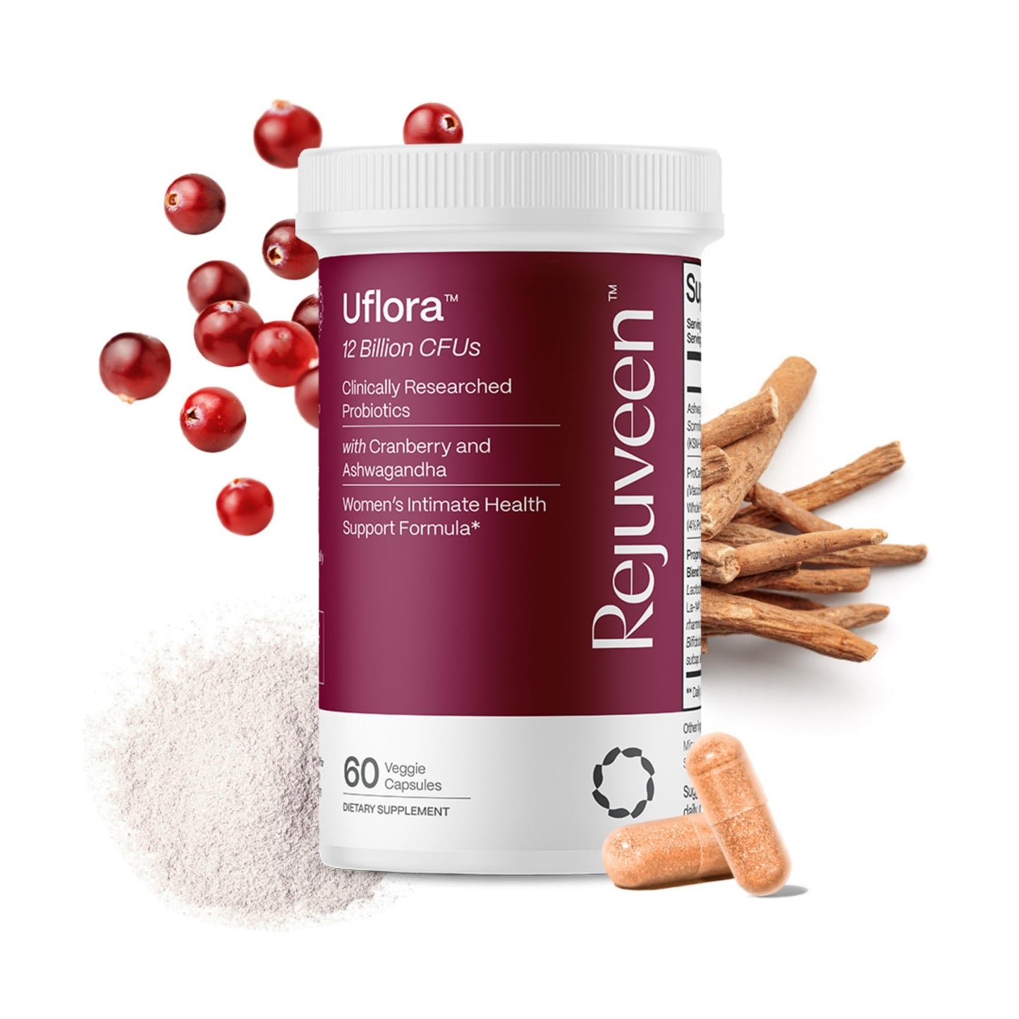 Uflora Vaginal Probiotics | Supports Vaginal Health, Moisture & Yeast | Enhances Intimate Wellness | Clinically Proven Dosages | Probiotics, Cranberry, Ashwagandha | 60 Ct