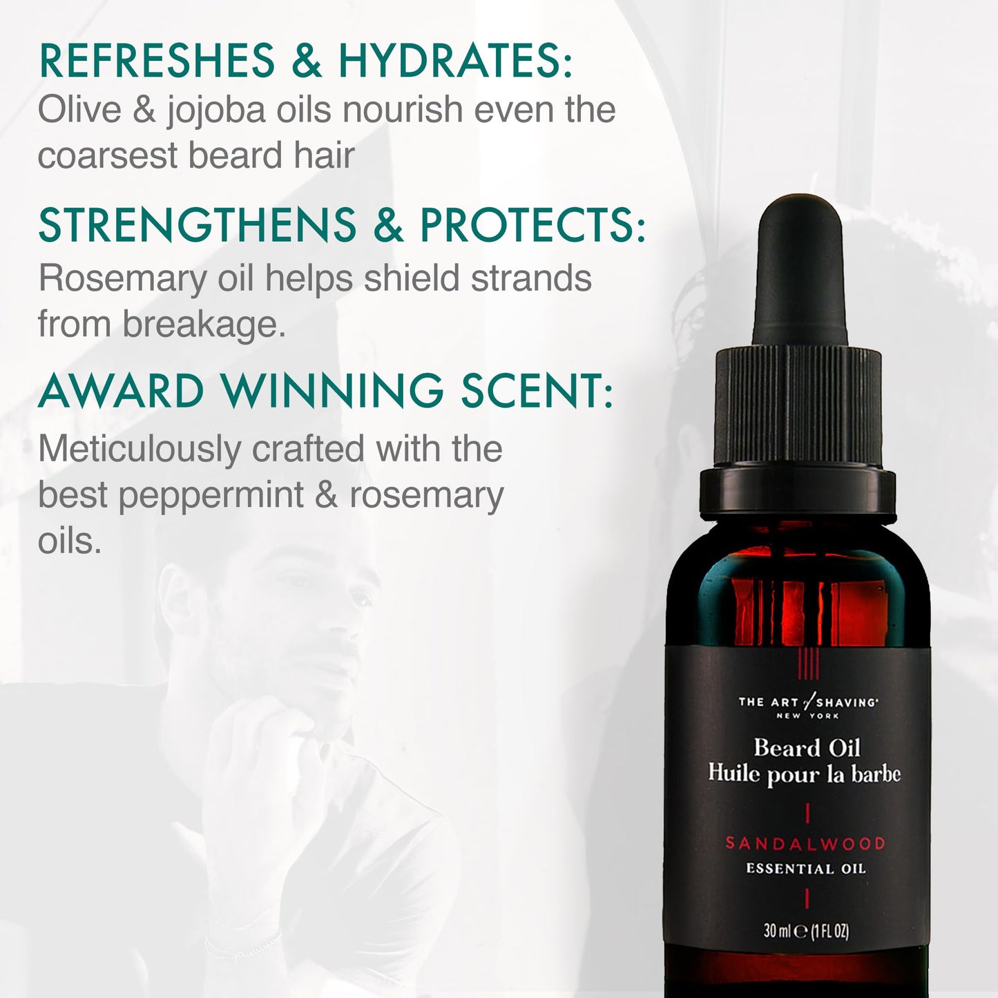 The Art of Shaving Beard Prep Kit - 4oz Peppermint Facial Hair Wash & Conditioner, 1oz Sandalwood Beard Oil