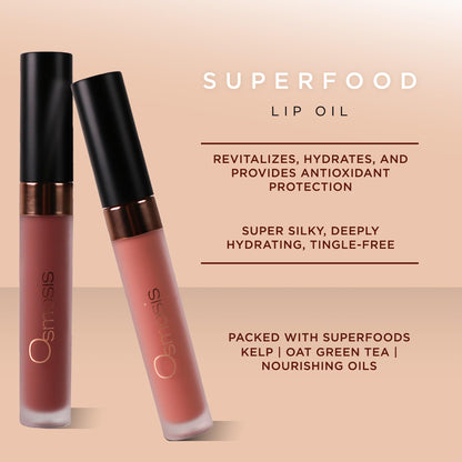 Osmosis Superfood Lip Oil, Nourishing Tinted Lip Gloss, Deep Hydration Lip Plumper Peptides for Fuller Lips