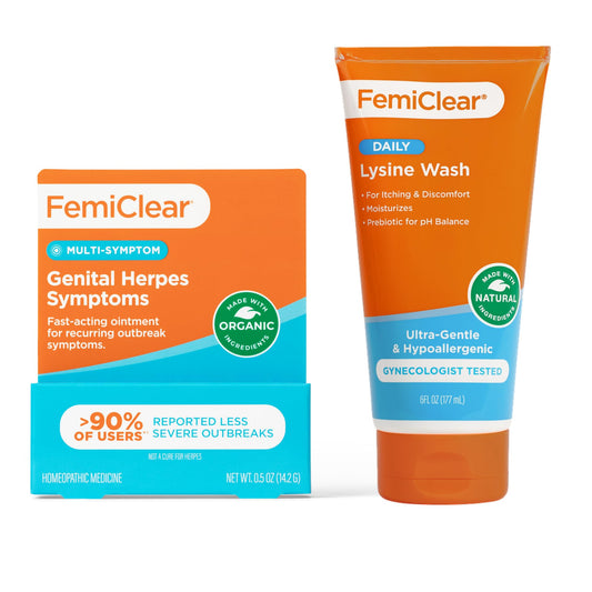 FemiClear Complete Feminine Care, Gentle Wash & Herpes Relief Cream - Natural Ingredients for Comfort