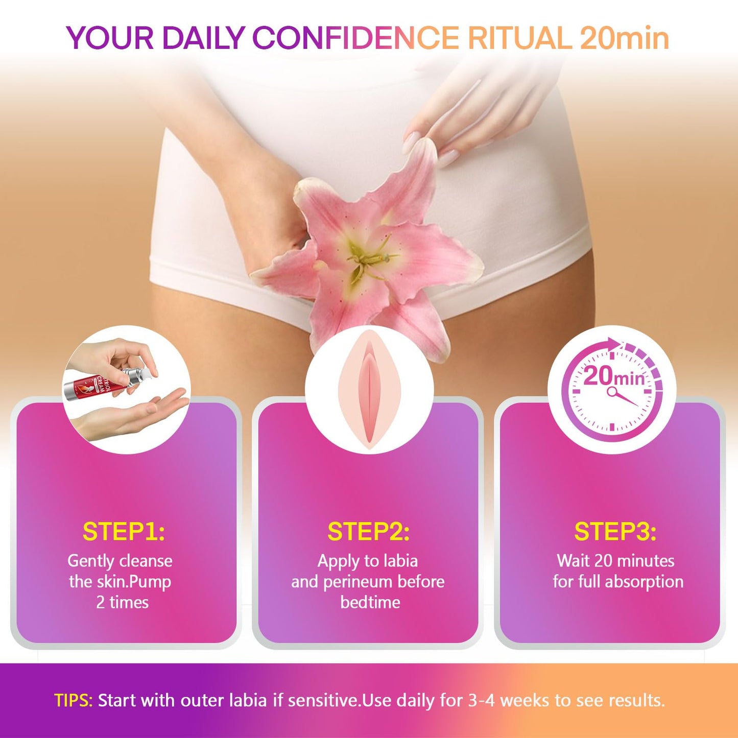 Bioidentical Estriol Cream for Women Menopause Relief - Intimate Vaginal Moisturizing Peach Cream for Women - for Vaginal Dryness & Vulva Itch – 50g / 1.76 oz