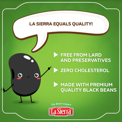 La Sierra Refried Black Beans, Ready-to-Eat Vegetarian Refried Beans, 15.2 oz Pouch (Pack of 8)
