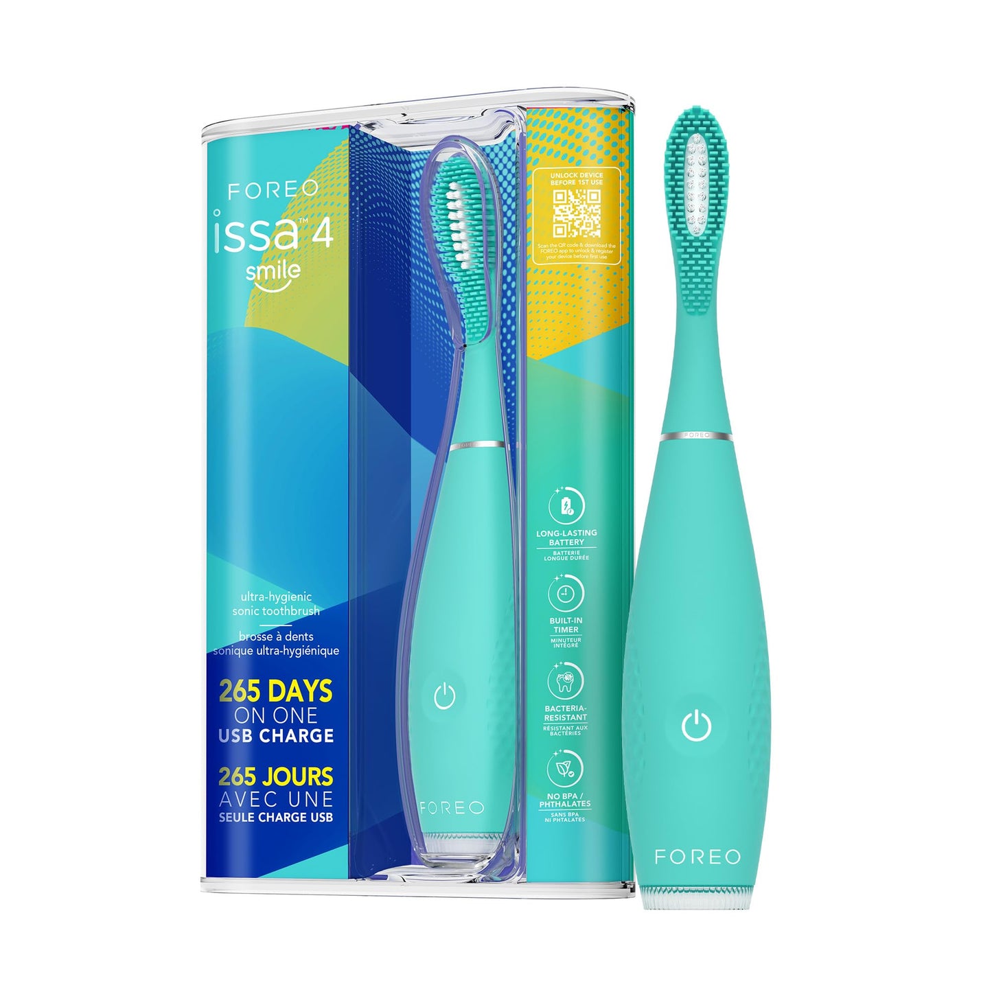 FOREO ISSA 4 Smile Electric Toothbrush – Compact & Travel-Friendly, 4-in-1 Hybrid Brush Head, Tough on Plaque, Long Battery Life (265 Days), 6-Month Brush Head Replacement