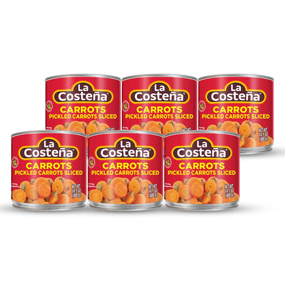 La Costena Sliced Pickled Carrots with Pickled Jalapenos - Sliced Carrots with Jalapeno Peppers - Mexican Food, Taco Toppings & Salsa - Hot Pickled Vegetables - 14.1oz, 12 Pack Canned Vegetables