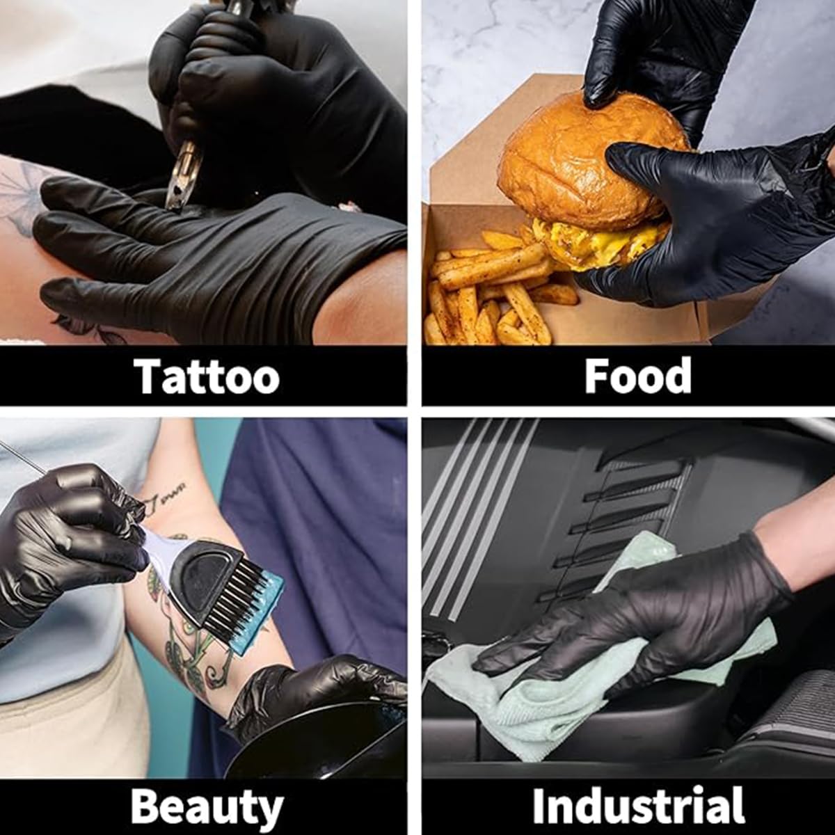 Basic Vinyl Exam Gloves- 4 mil Safty Glove Latex-Free & Powder-Free, SGBE 8001 Synmax Disposable Medical Glove Small (Case of 1000, Black)