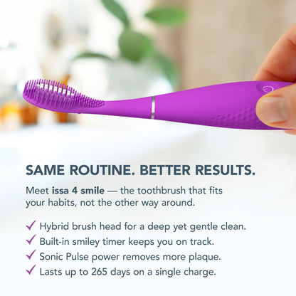 FOREO ISSA 4 Smile Electric Toothbrush – Compact & Travel-Friendly, 4-in-1 Hybrid Brush Head, Tough on Plaque, Long Battery Life (265 Days), 6-Month Brush Head Replacement