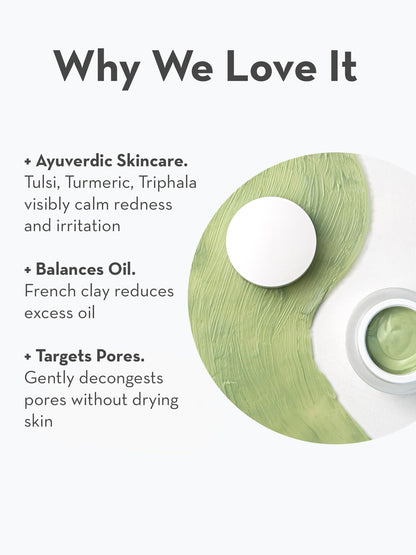 SONAGE Tulsi Soothing Tri Clay Mask | For Acne-Prone Skin | Mineral Rich Clay Mask Unclogs and Purifies Pores | Neem Oil and Turmeric