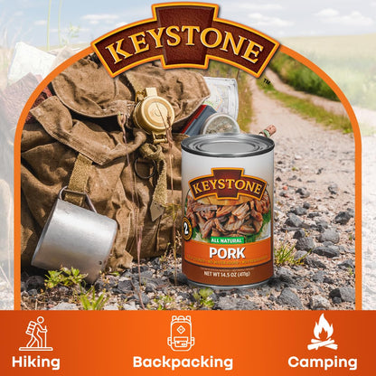 Keystone Meats All Natural Heat and Serve Canned Pork, 14.5 oz – Fully Cooked and Ready to Eat – Shelf Stable for 5 Years – Canned Meat for Everyday Meals, Emergency Survival Food, and Long-Term Storage – Gluten-Free, No Carbs, Non-Perishable – Made...