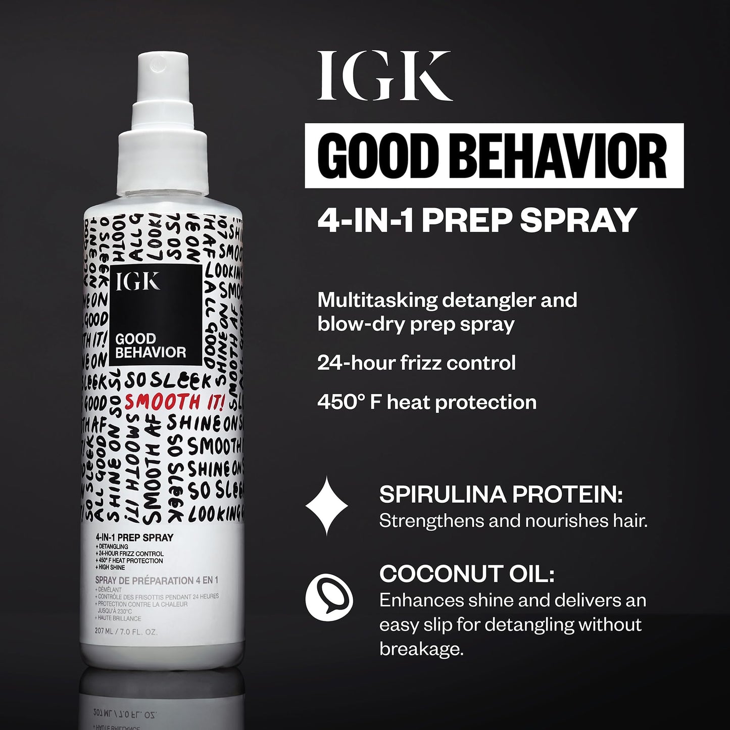 IGK GOOD BEHAVIOR Holiday 2025 Gift Set – Flexible Hairspray 5 oz, Smoothing Spray 5.6 oz, 4-in-1 Prep Spray 7 oz – Anti-Frizz, Heat Protection, Shine & Smooth Finish for All Hair Types