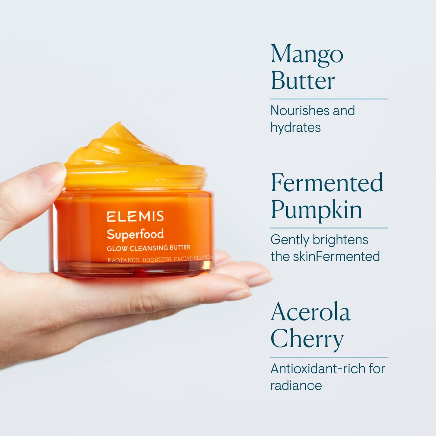 ELEMIS Superfood AHA Glow Cleansing Butter, Daily Facial Cleanser/Mask Removes Makeup, Cleanses & Helps to Brighten, Nourish, and Hydrate Skin