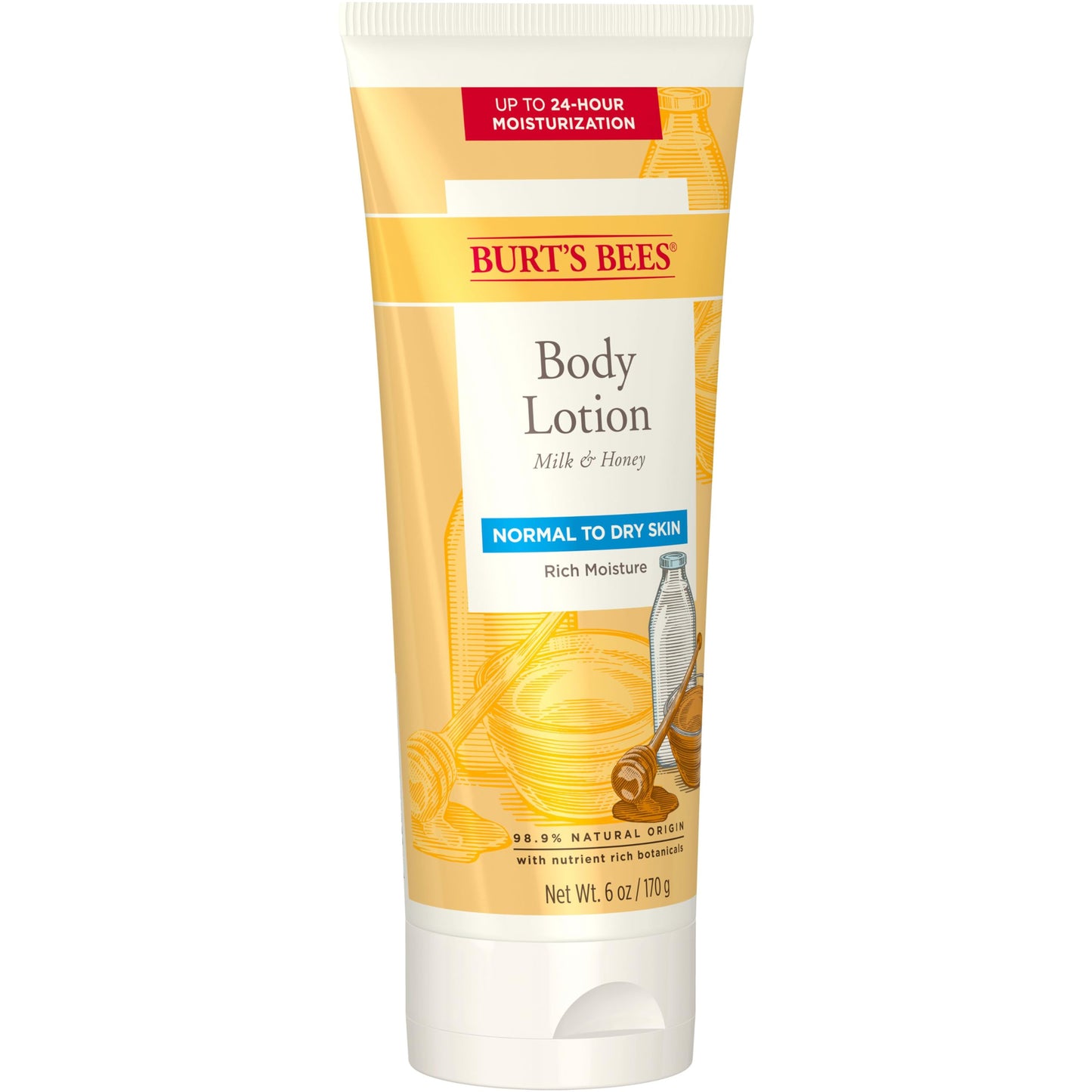 Burt’s Bees Body Lotion for Normal to Dry Skin with Milk & Honey, 6 Oz (Package May Vary)