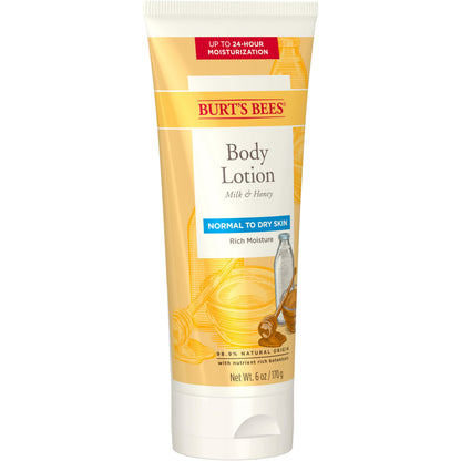 Burt’s Bees Body Lotion for Normal to Dry Skin with Milk & Honey, 6 Oz (Package May Vary)