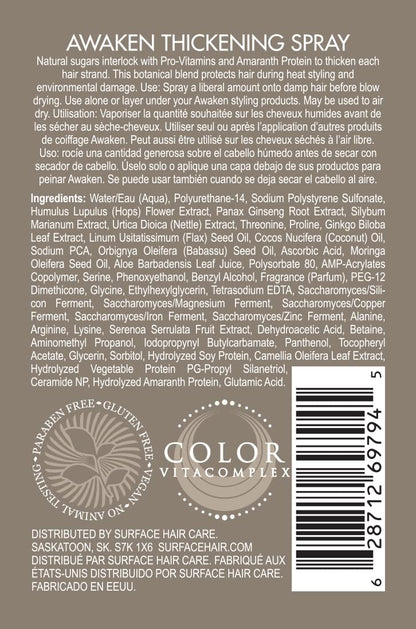 Surface Hair - Awaken Thickening Spray, Pre-Style Conditioning and Protection, 4 Fl. Oz.