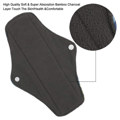 Reusable Menstrual Pads (7 in 1, 25.4cm 4 Layers), Bamboo Cloth Pads for Heavy Flow with Wet Bag, Large Sanitary Pad Set with Wings for Women, Washable Overnight Cloth Panty Liners Period