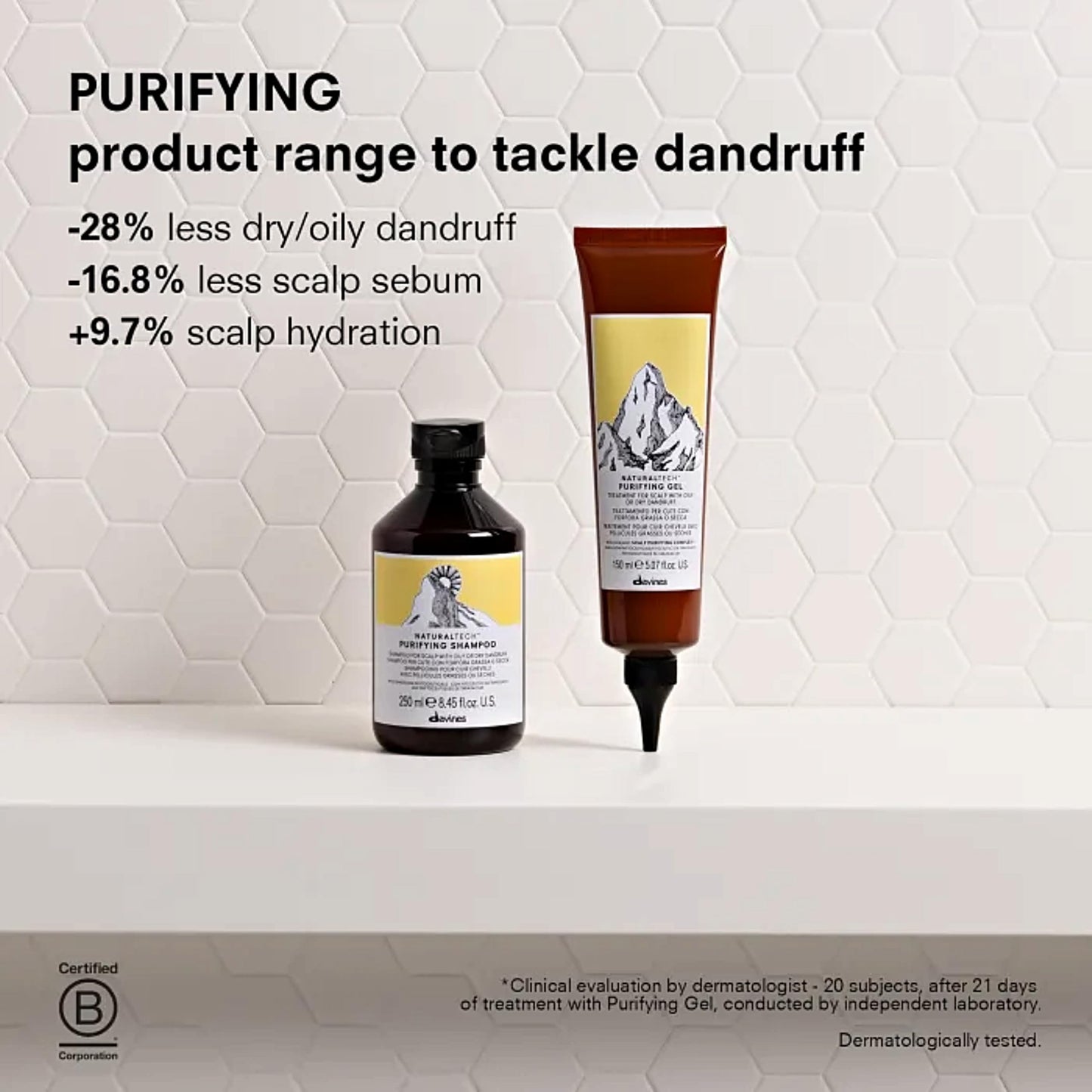 Davines Naturaltech Purifying Gel, Clarifying & Anti-Dandruff for Dandruff (Oily or Dry) - With Dandelion Phytoceuticals - Treatment for Oily or Dry Dandruff, 5.07 Fl Oz