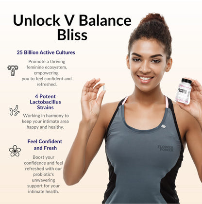 Flower Power Divine Feminine Wellness Blend Capsules – Daily Herbal & Probiotic Supplement for Women’s Balance & Wellness – 30 Count