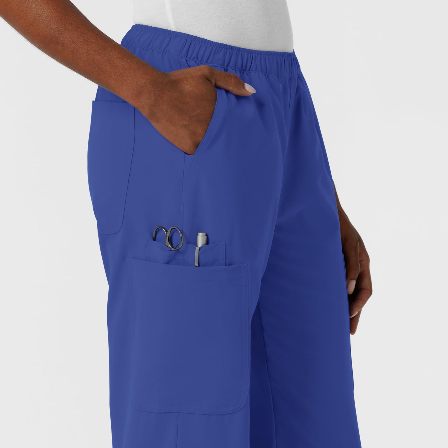 Wink NURTUR Scrubs for Women, Straight Leg Cargo Scrub Pant - Galaxy Blue, L Petite