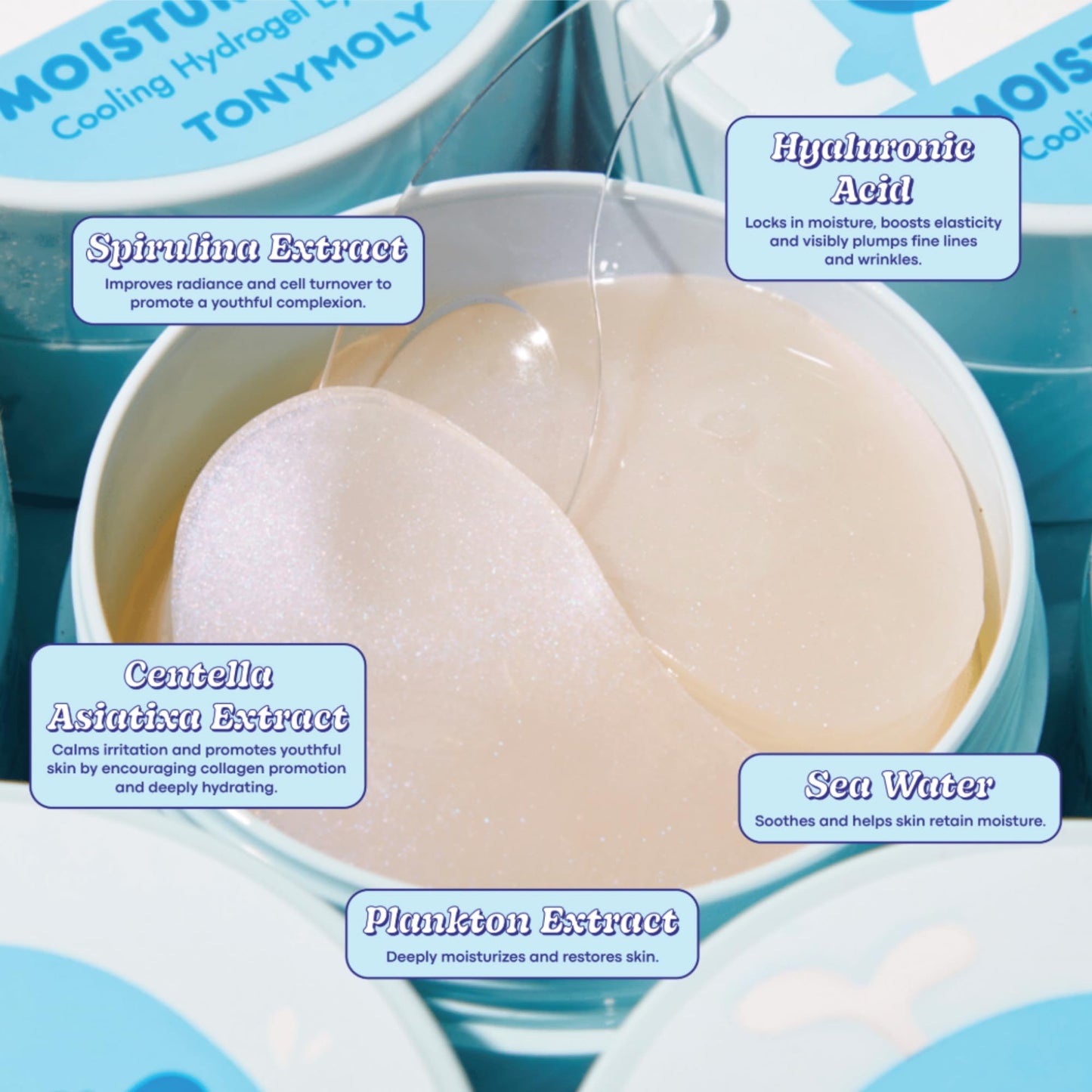 TONYMOLY Cooling Hydrogel Under Eye Patches, Moisture Boost Eye Treatment with Retinol, Ceramide & Collagen to Help Reduce Dark Circles, Support Skin Barrier & Plump Under Eyes, 30 Pairs
