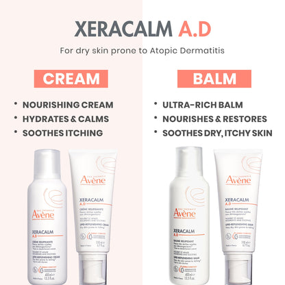 Avène XeraCalm A.D Lipid-Replenishing Cream, Atopic Dermatitis, Eczema-Prone, No Preservatives, Fragrance-Free, Pump, 13.5 Oz