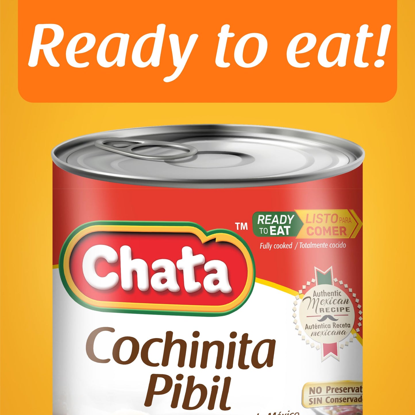 Chata Cochinita Pibil, Shredded Pork Meat with Annatto Seasoning, 13.05 oz, Pack of 4