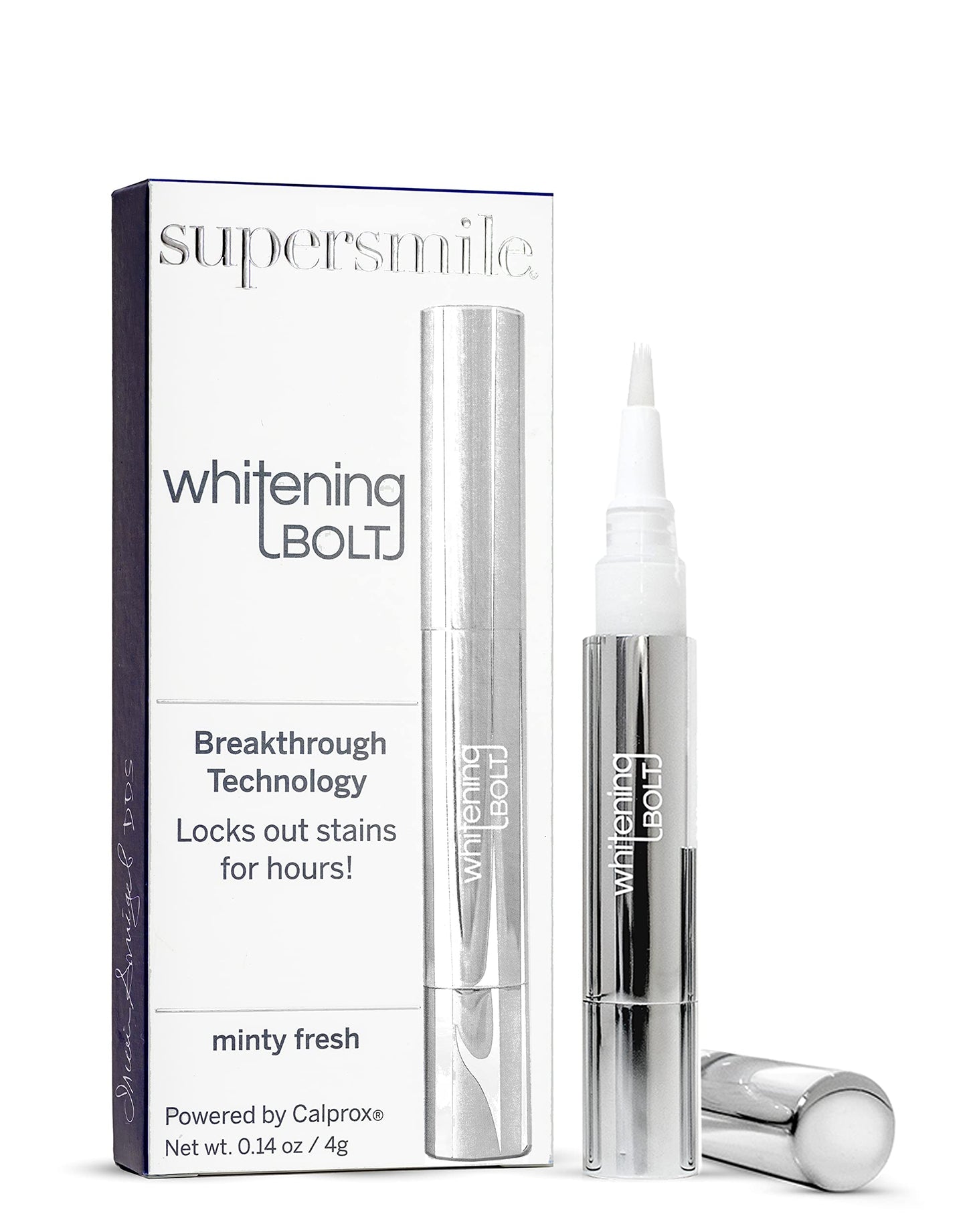 Supersmile Whitening Bolt - Teeth Whitening Pen - Stain Remover & Teeth Whitener w/Sealant Protector - Minty Fresh