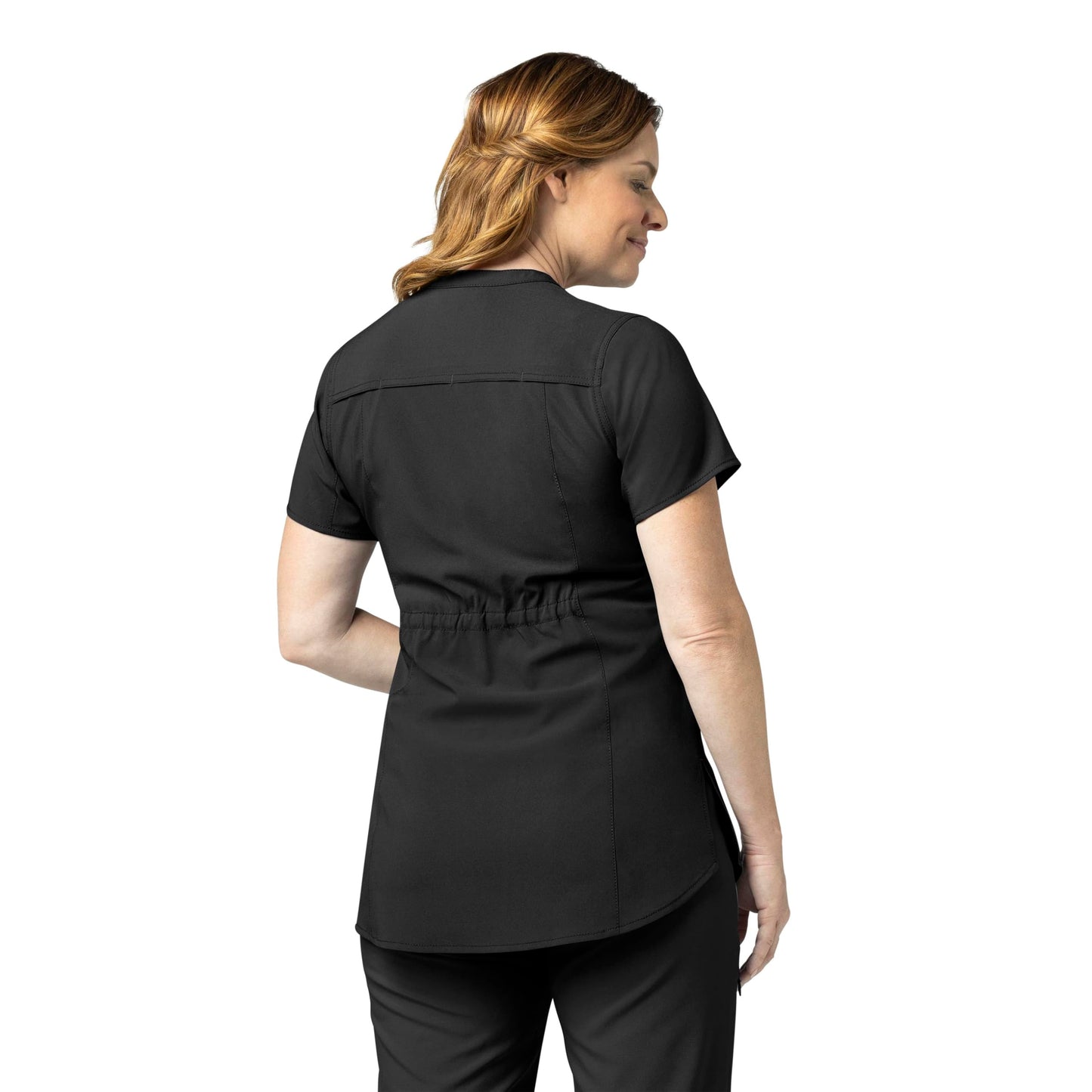 Carhartt Cross-Flex Scrubs for Women, Henley Tunic Scrub Top - Black, S