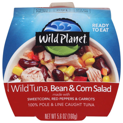 Wild Planet Ready-to-Eat Wild Tuna, Bean & Corn Salad with Organic Sweetcorn, Red Peppers and Carrots, 5.6oz, Pack of 1