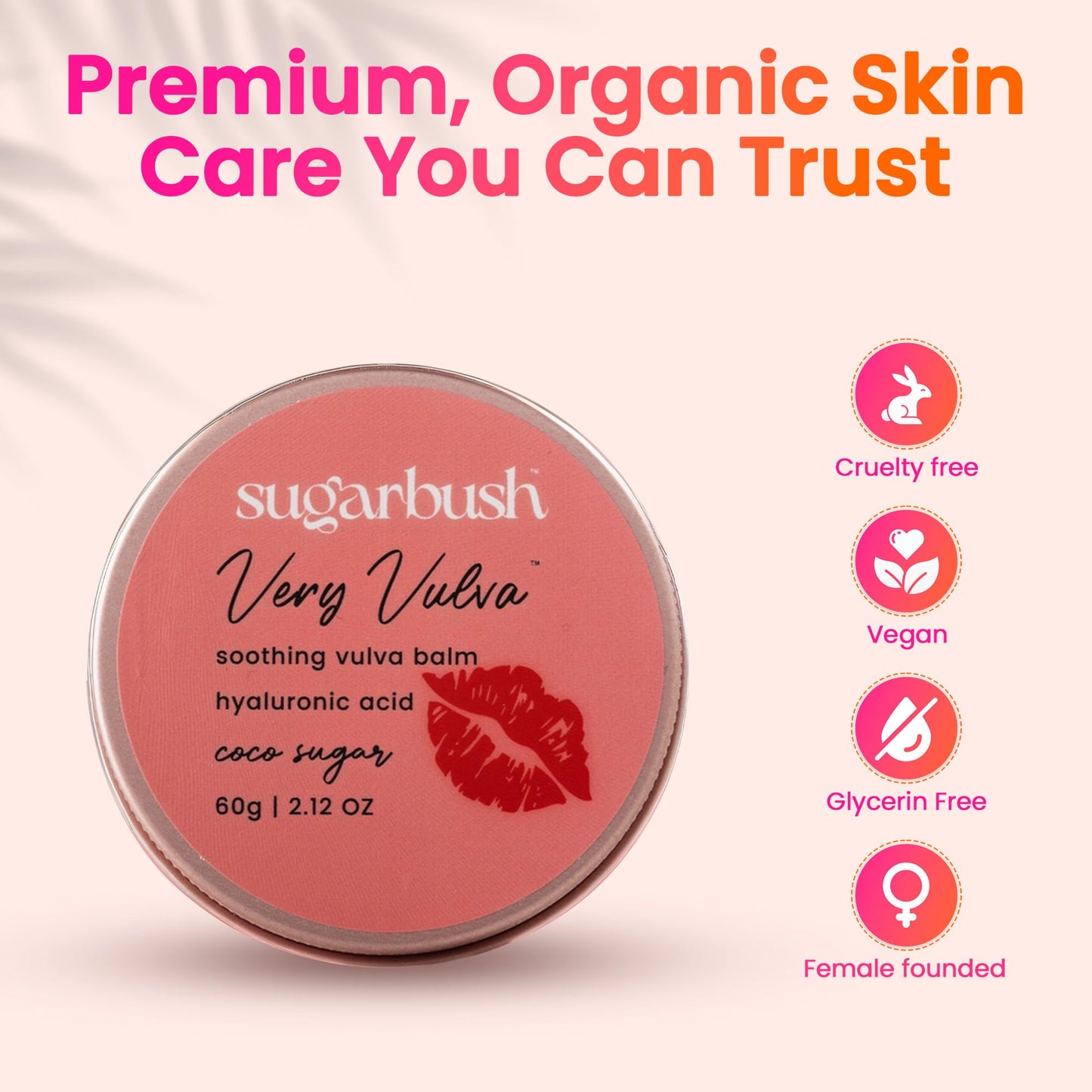 Sugarbush Very Vulva Soothing Balm with Hyaluronic Acid and Shea Butter, Natural Moisturizing Care