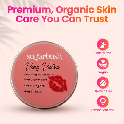 Sugarbush Very Vulva Soothing Balm with Hyaluronic Acid and Shea Butter, Natural Moisturizing Care