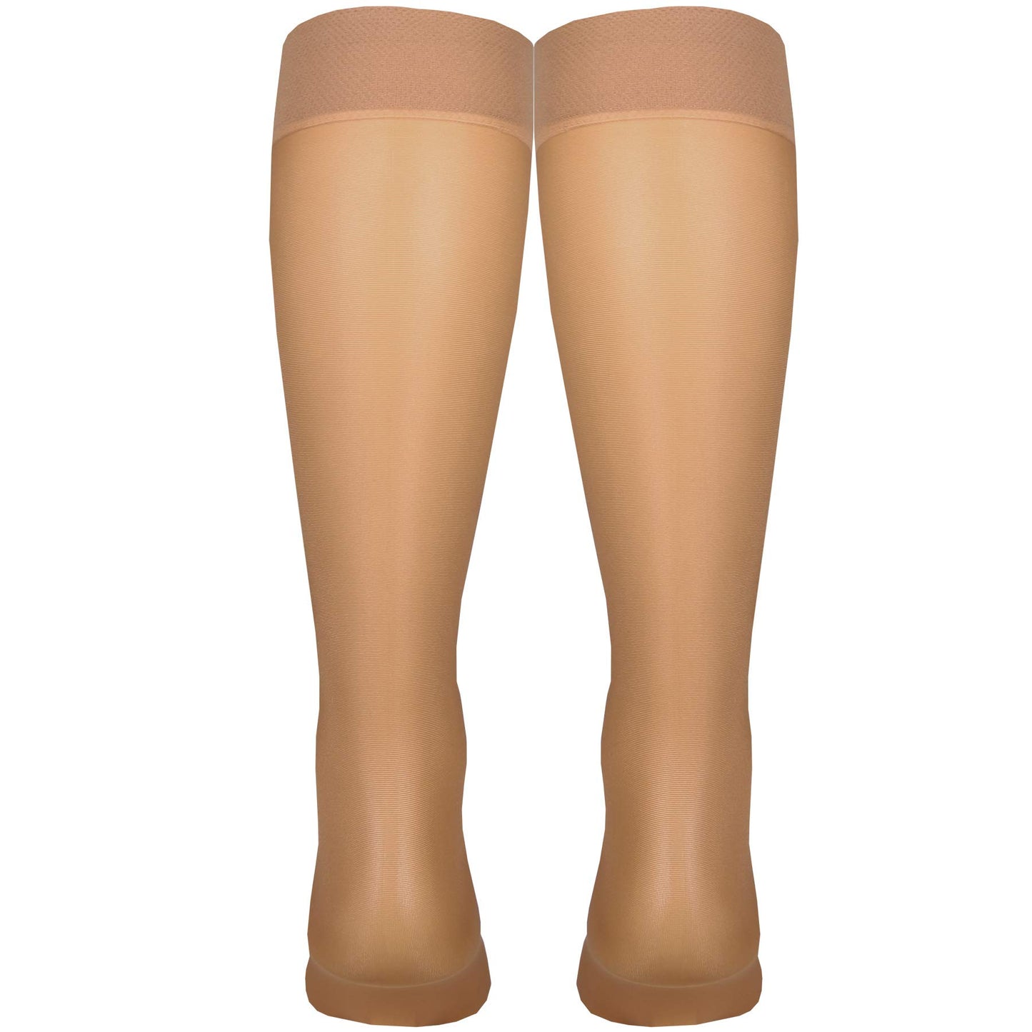 NuVein Sheer Compression Stockings for Women, 8-15 mmHg Support, Light Denier, Knee High, Closed Toe, Beige, 2X-Large