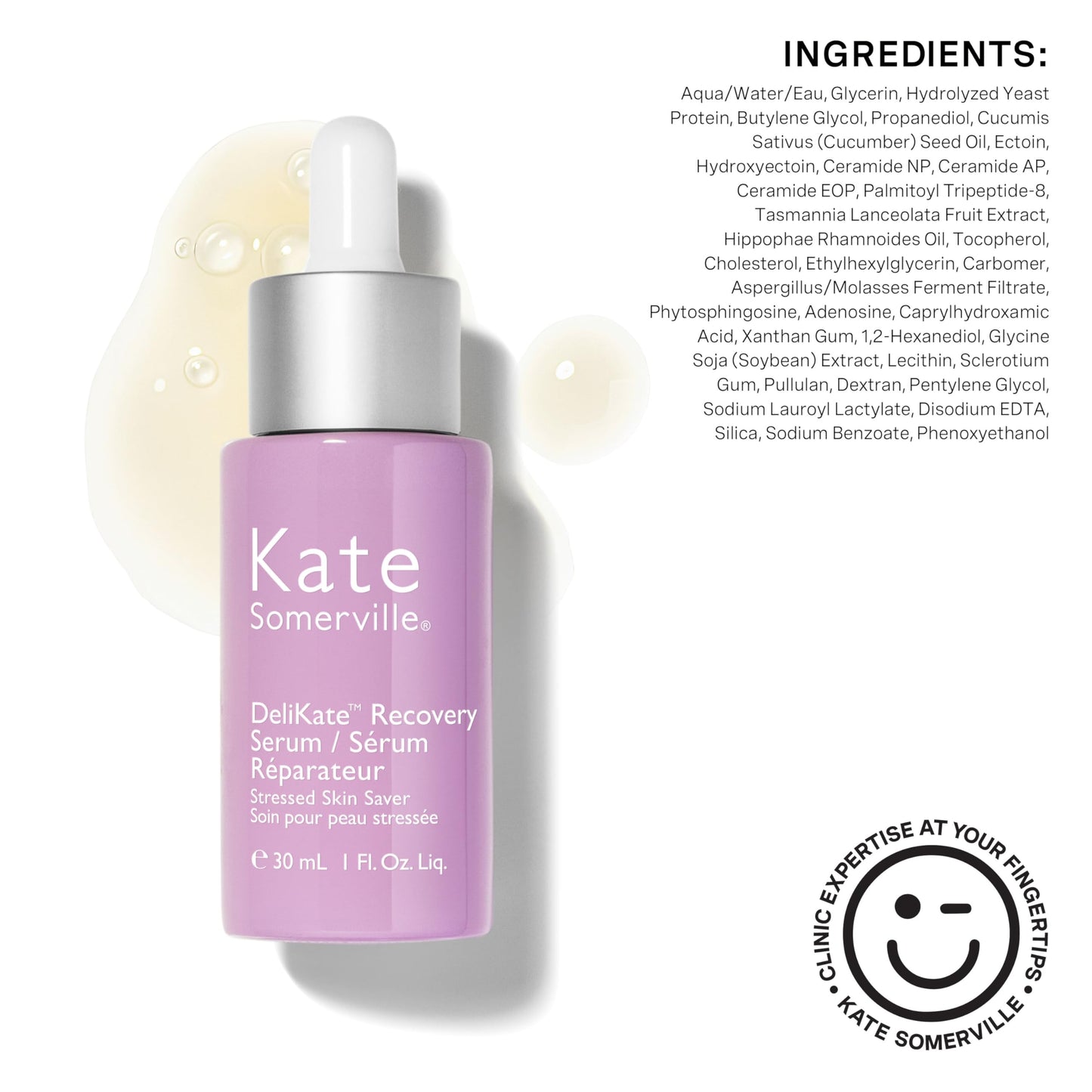 Kate Somerville DeliKate Recovery Serum – Clinically Formulated Hydrating Treatment, Irritation and Redness Relief for Stressed or Sensitive Skin, 1 Fl Oz