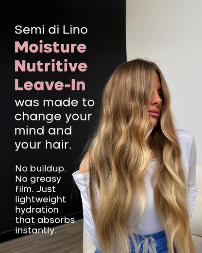 Alfaparf Milano Semi Di Lino Moisture Nutritive Leave-in Sulfate Free Conditioner for Dry Hair - Professional Salon Quality - SLS, Paraben and Paraffin Free - Safe on Color Treated Hair