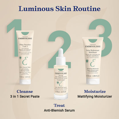 Embryolisse 3 in 1 Anti-pimples & Acne Treatment - Multipurpose Clay Mask to Control and Clear Breakouts - For Oily to Combination Skin, Paraben Free, Oil Free & Non-Comedogenic, 3.38 Fl Oz