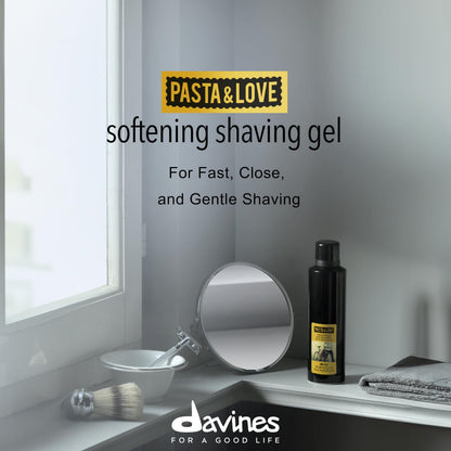 Davines Pasta & Love Softening Shaving Gel, Rich Lathering Shave Gel - Softens Hair for Close, Comfortable Shave - Protects Skin from Razor Burn & Tightness, 6.76 Fl Oz
