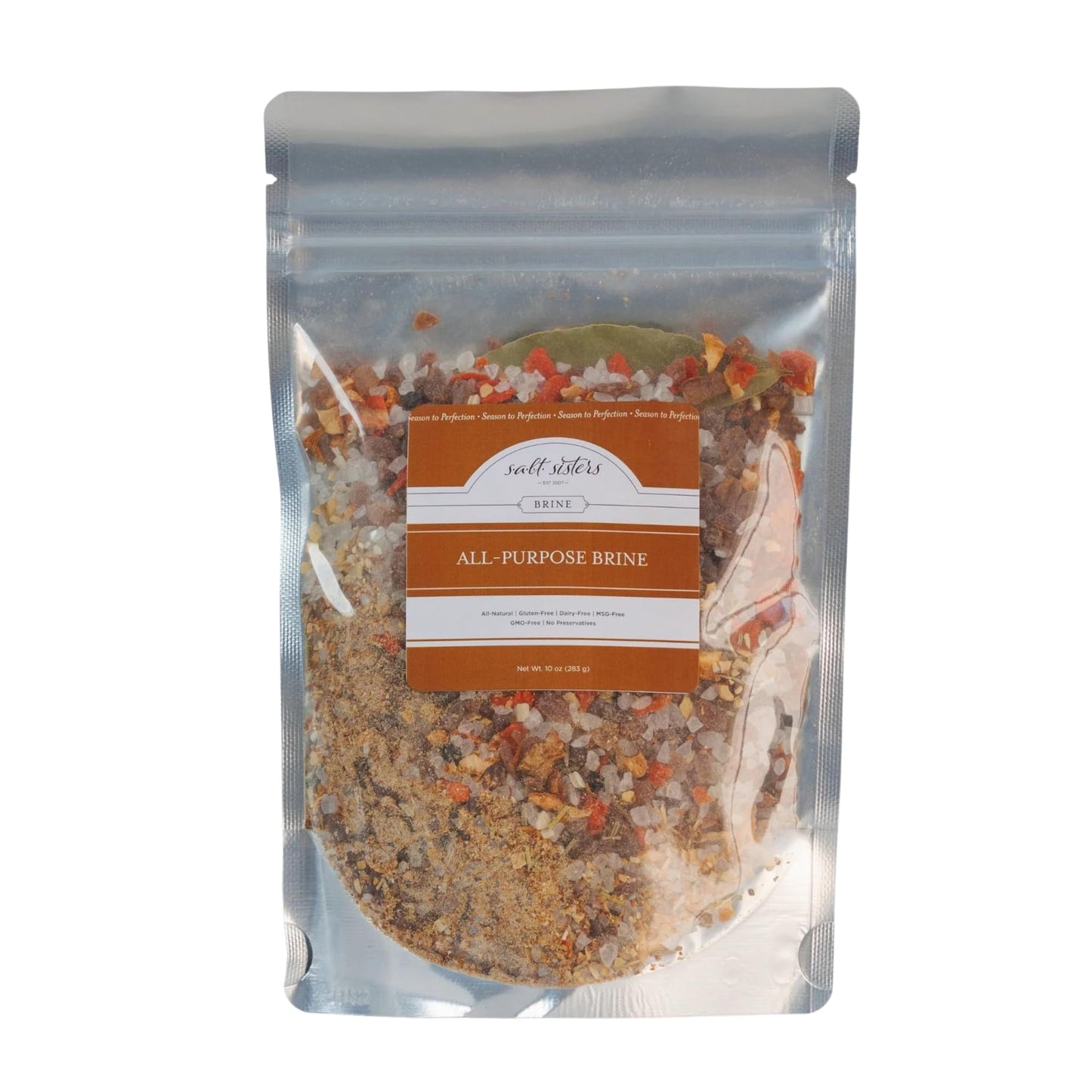 s.a.l.t. sisters All Purpose Brine | All-Natural, Gluten Free, Non-GMO | Flavor Up to 18 lb of Turkey, Chicken, or Pork | Resealable Pouch, Roasting Bag Sold Separately | 10 oz.