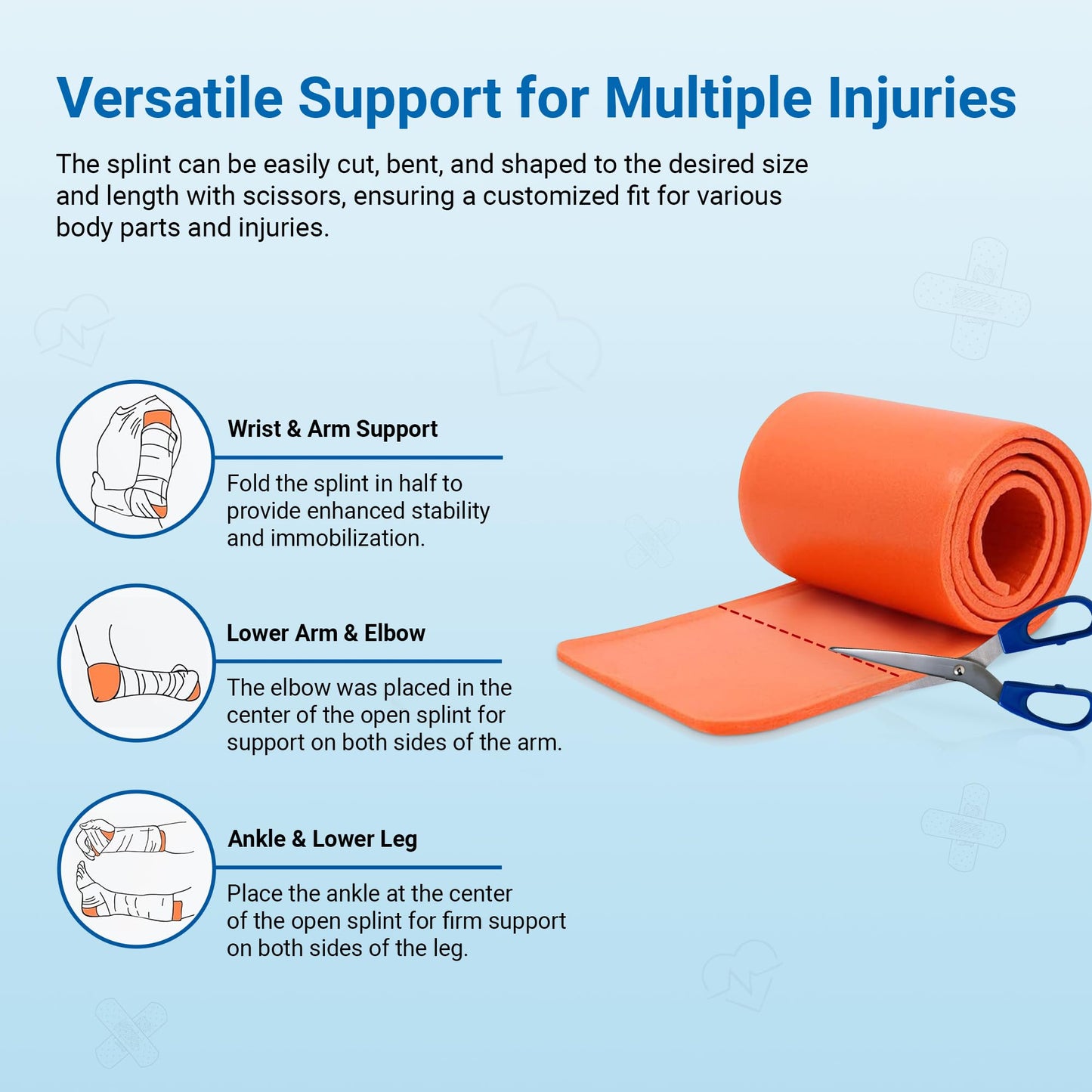 Primacare IS-5236 36" Padded Aluminum Splint for Hands, Legs, Fractured Limbs, Nose, Ankle or Braces, Universal Waterproof Medical Tactical Splints for First Aid and Emergency Support, Orange