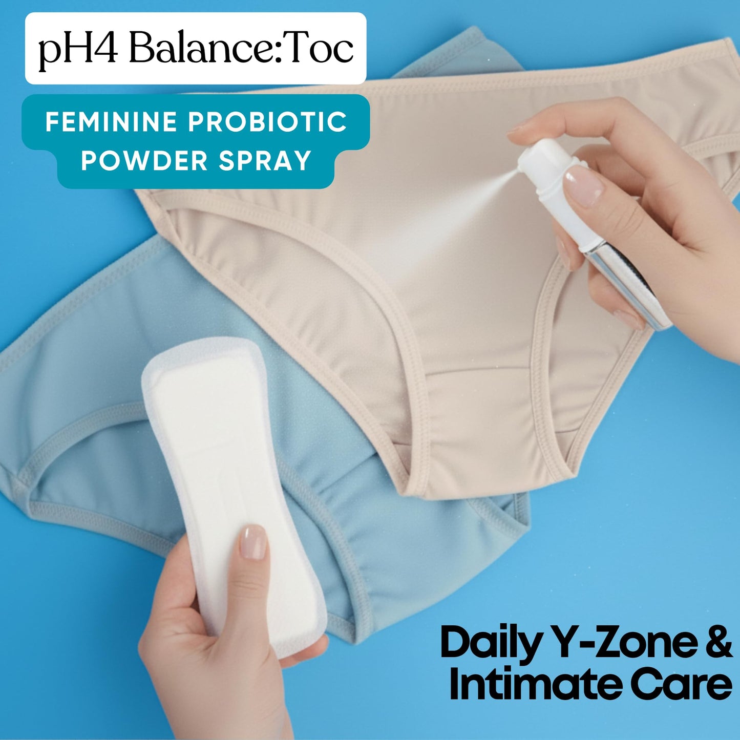 BalanceToc Feminine Probiotic Powder Spray – Gold Edition – Direct Probiotic Y-Zone Care, Odor Control & pH Balance Support, 6.5g(0.23oz) On-the-Go Feminine Freshness