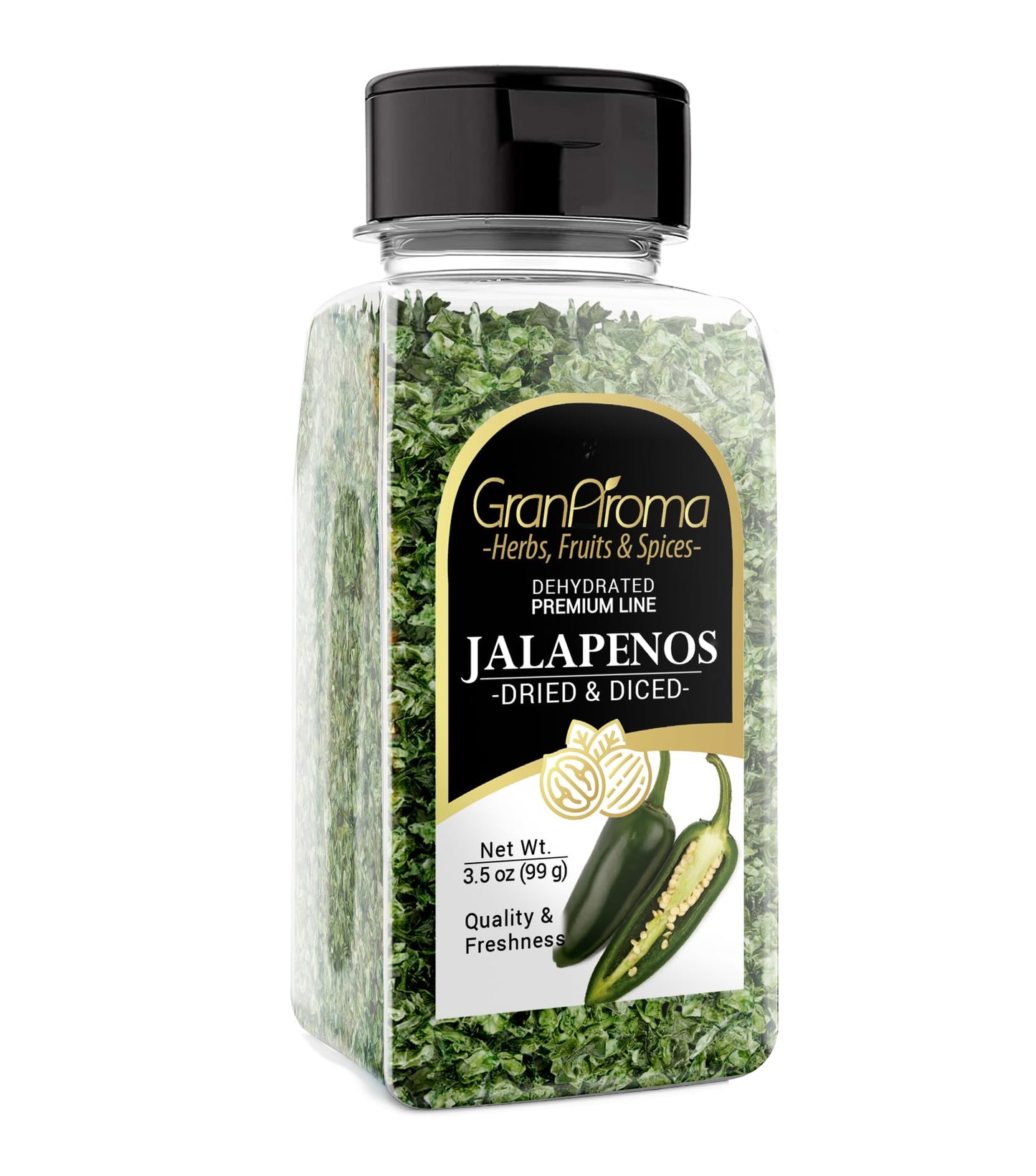 GranAroma Diced Jalapenos, Spicy, Flavorful Peppers, Toppings & Salsas (3.5 Ounce)