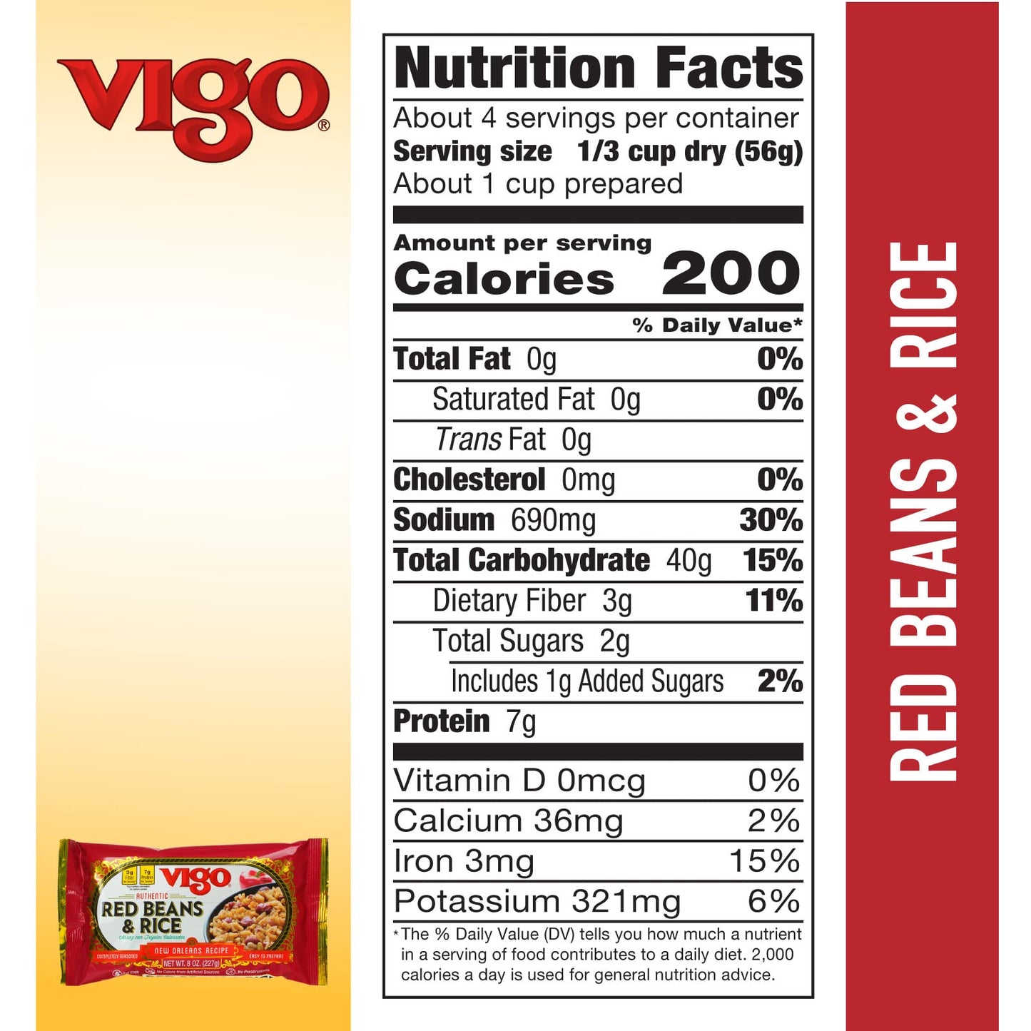 Vigo Authentic Red Beans & Rice, Low Fat, 8oz (Red Beans & Rice, Pack of 12)