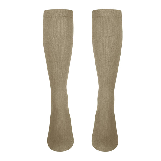 NuVein Women's Compression Socks, 15-20 mmHg Support, Casual Cushion Foot Style, Knee High, Closed Toe, Tan, Medium