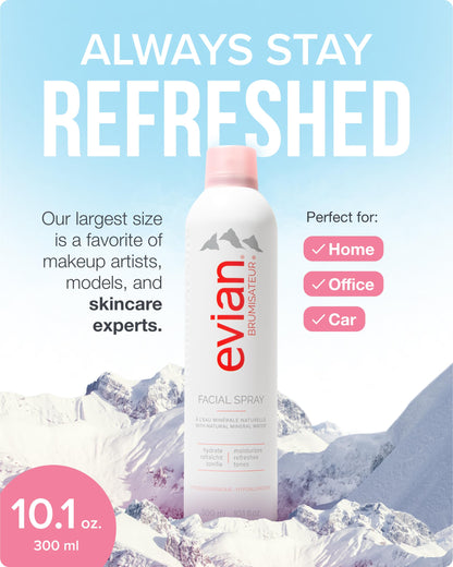 Evian Facial Spray - Hydrating Mineral Water Mist for Face & Skin - Refreshes Makeup, Sets, & Tones - Daily Skincare Essential for Hydration and Moisturizing